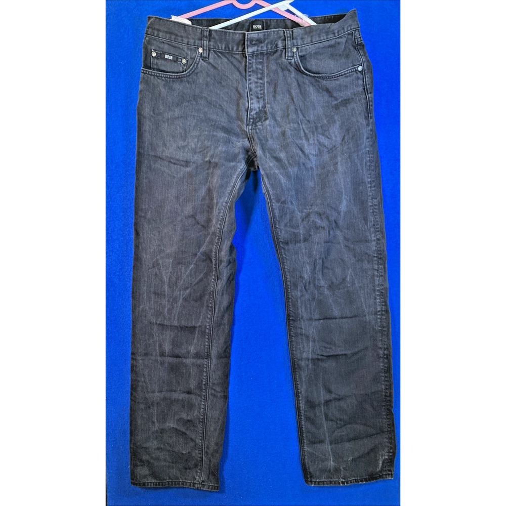 Hugo Boss Men's Delaware Slim Fit Charcoal Black Denim Jeans Size 38 x 34